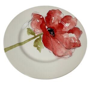 Royal Stafford England Dinner Plate White Red Poppy Flower Ceramic Round CLASSIC